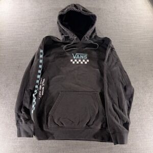 Vans Hoodie Mens Large Black Excellent Off The Wall Checkered Graphic Pullover